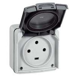 Prise étanche 3P+T 20A Plexo complet IP55 saillie - gris