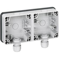 Boîtier étanche 2 postes horizontaux Plexo IP66 composable - gris