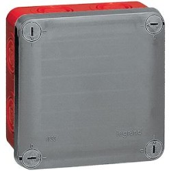 Boîte de dérivation carrée pour presse-étoupe Plexo gris/rouge - 105x105x74mm