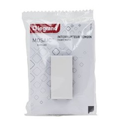 Interrupteur ou va-et-vient témoin voyant Mosaic Easy-Led 10A 1 module - blanc