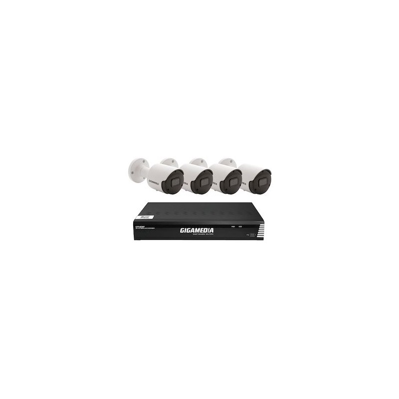 Kit vidéo surveillance 5MP 4 caméras tubes + 1 NVR PoE 8 canaux + 2 To HDD