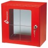Boitier Rouge vitré en acier 450x450x250 avec Serrure +Verre dormant