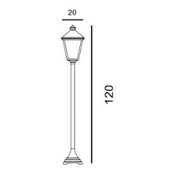 LONDON POTELET blanc 77W halogène max./E27 IP54 cl II ver. claire polyc. H1200mm