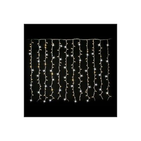 MASTER-Rideau droit, H.1,50xL.2,00m, caps Ø8mm, 240 LED blanc chaud pét, 230V