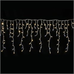 AUTHENTIC-Rideau stalactite, H.0,80xL.4,50m, caps Ø8mm, 280 LED blanc chaud pét